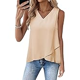 EVALESS Womens Tank Tops V Neck Dressy Casual Summer Flowy Sleeveless Camisole Chiffon Blouses Basic Shirts