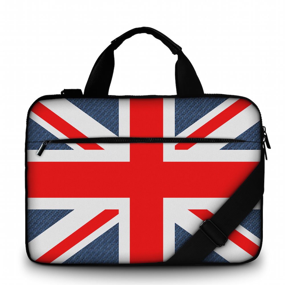 Silent Monsters Laptop bag case 15.6 inch made of Canvas with pocket for accessories, Design: Union Jack — image 1
