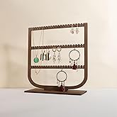 GemeShou wooden hanging jewelry organizer, walnut jewelry display holder for selling, dangle necklace storage shelf, 3 tier earring display stands for selling【Jewelry shelf-3 tier】
