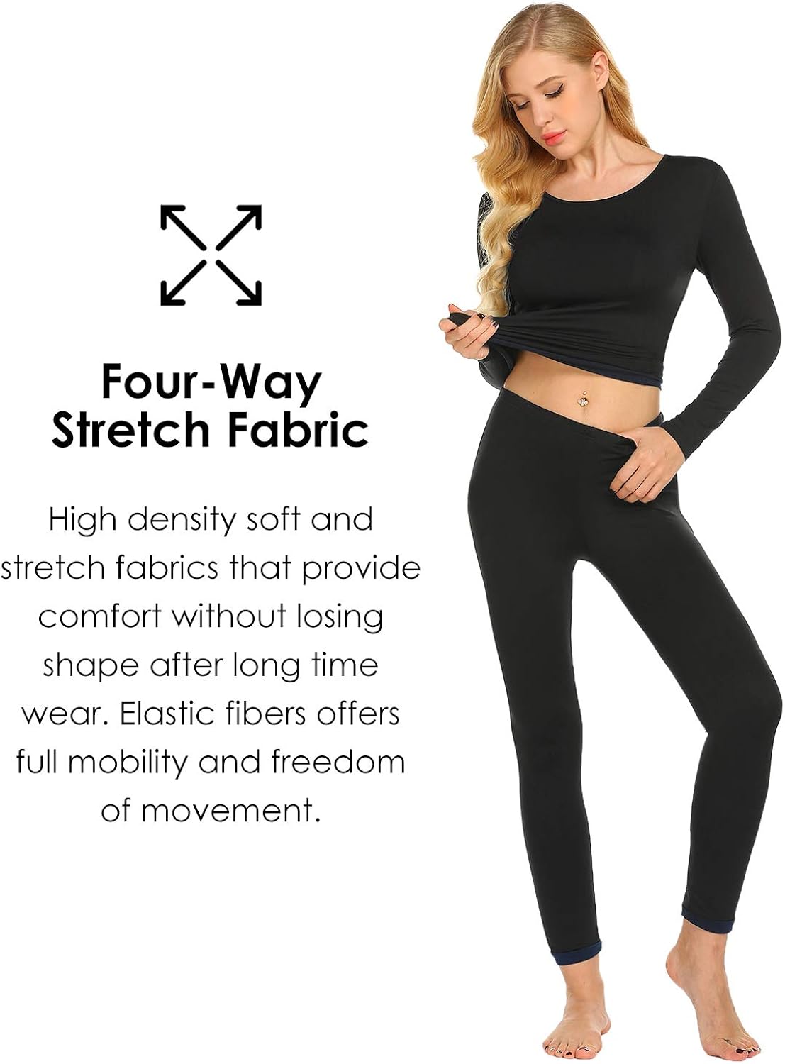 Ekouaer Women's Thermal Underwear Sets Micro Fleece Lined Long Johns Base Layer Thermals 2 Pieces Set at  Women’s Clothing store