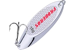 PROBEROS Fishing Spoons Lures Bass Baits Jigging Bait Tackle with Treble Hooks Hard Metal Spoon Fishing Lure Weight Pick 10 Pcs/Pack Silver Gold