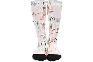 Unisex Novelty Crew Socks,Havanese Dog Cheater Collection Floral Mid Calf Dress Socks Sports Socks Knee High Athletic Long Tu
