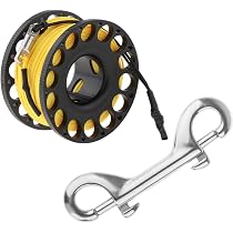 Moulinet De Plongée 30m Avec Clip Aluminium - Pour Plongée, Pêche Et Snorkeling - Filet Coloré Visible