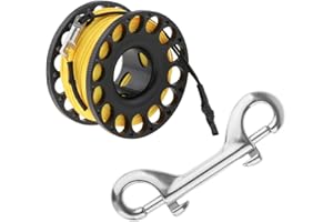 YUNNLEZT 98FT Finger Reel for Scuba Diving - Aluminum Lightweight Spool With Double-Ended Bolt Snap Clip for Snorkeling