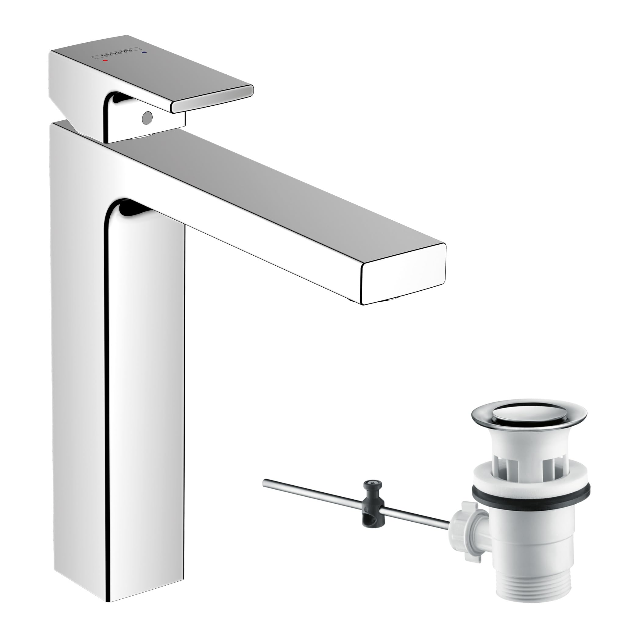 hansgrohe Vernis Shape Basin Mixer Tap 190 with pop-up waste set, chrome, 71562000
