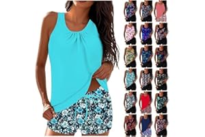 Tankini Swimsuits for Women Summer Fashion Swim Tank Top with Graphic Boyshorts Swimwear Sets 2 Piece Bathing Suits