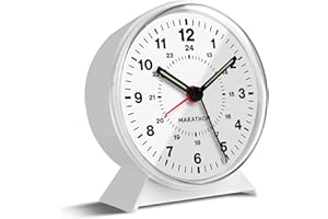 Marathon CL034001WH Mechanical Wind-Up Alarm Clock (White)