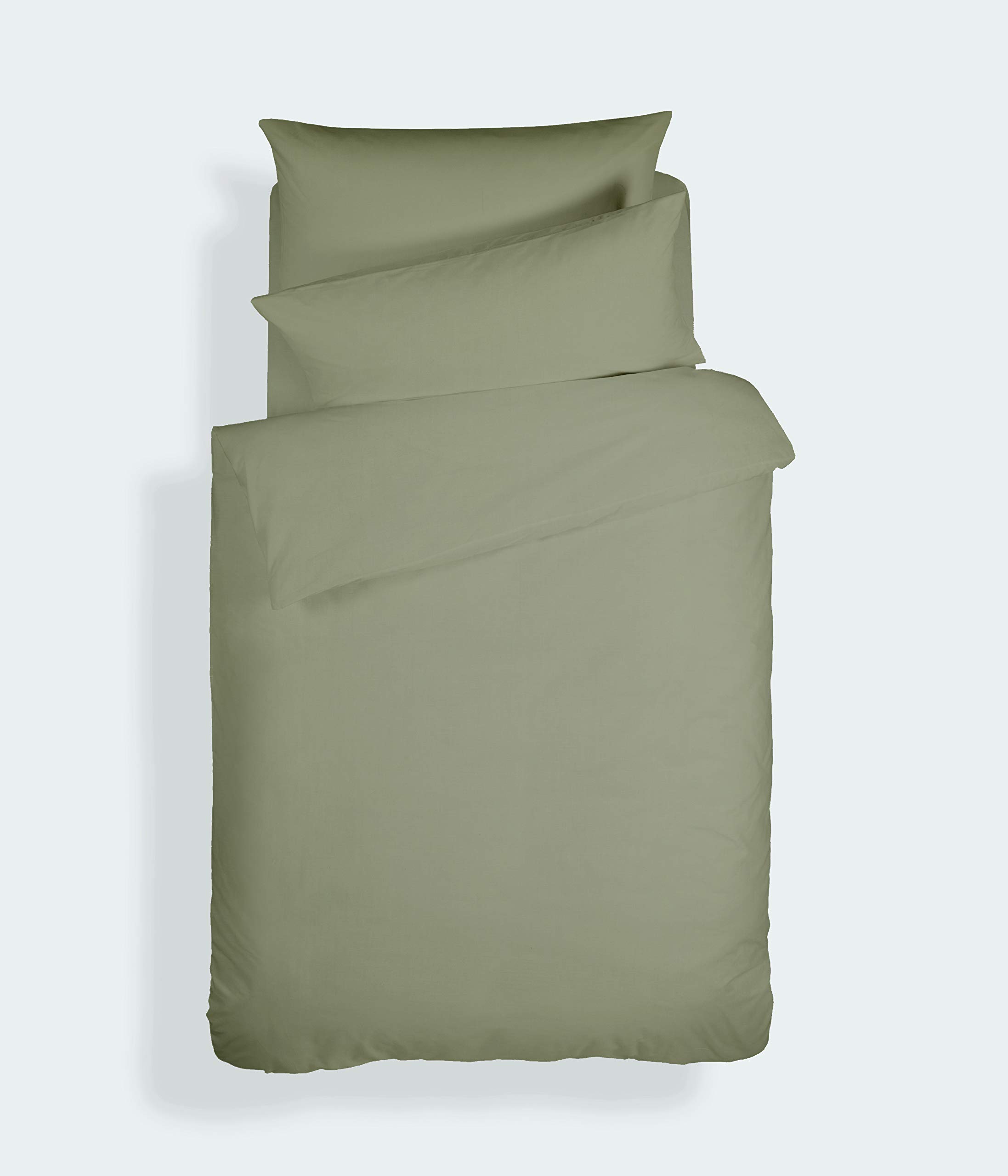 White Plain Dyed Cotton Percale Military Green 200TC Flat Sheet 180 x 280 cm