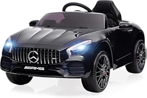 HarmoHaby 12V Kids Ride On Car, Power Battery Electric Vehicles for 3-8, Licensed Mercedes-Benz Ride On Toys Car w/Parent Remote Control, Mp3 Player - Black