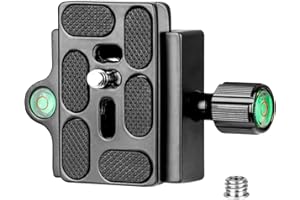 Koolehaoda Quick Release Plate Adapter Clamp with 1/4-3/8 inches Screw and Bubble Level for DSLR Camera, Tripod, Monopod, Stabilizer, Ball Head