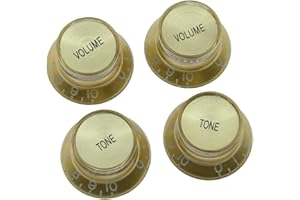Dopro Set of 4 LP Guitar Reflector Knobs Gold with Gold Cap Top Hat Knobs For SG Epiphone Les Paul