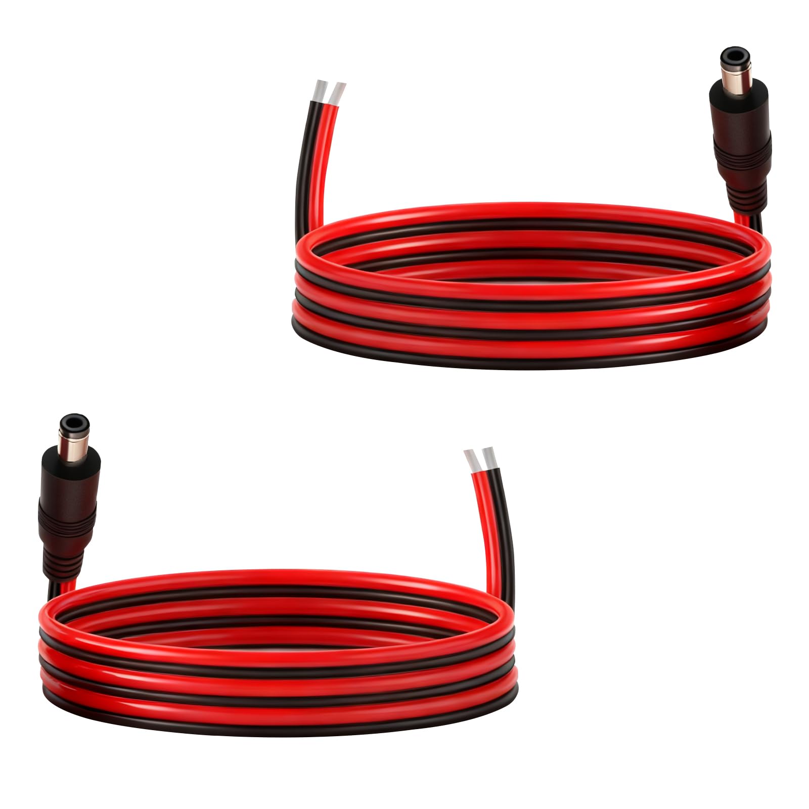Photo 1 of 3.3FT 14AWG DC Power Cable 5.5mm x 2.5mm Male Connector Pre-Tinned Branch Wire DC Extension Cable 5525 Connector for LED Strip Lights CCTV Surveillance Cameras 3D Printers Solar Panels DIY Projects