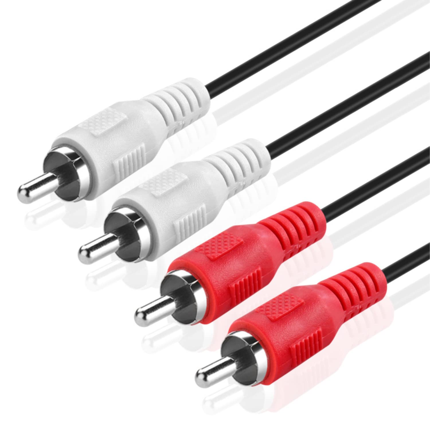 TNP RCA Audio Cable (6 FT) - 2 RCA Male to Male Red and White Audio Cable - Car Audio Connector Plug Jack Wire Cord for Home Theater, HDTV, Amplifiers, Hi-Fi Systems, Speakers