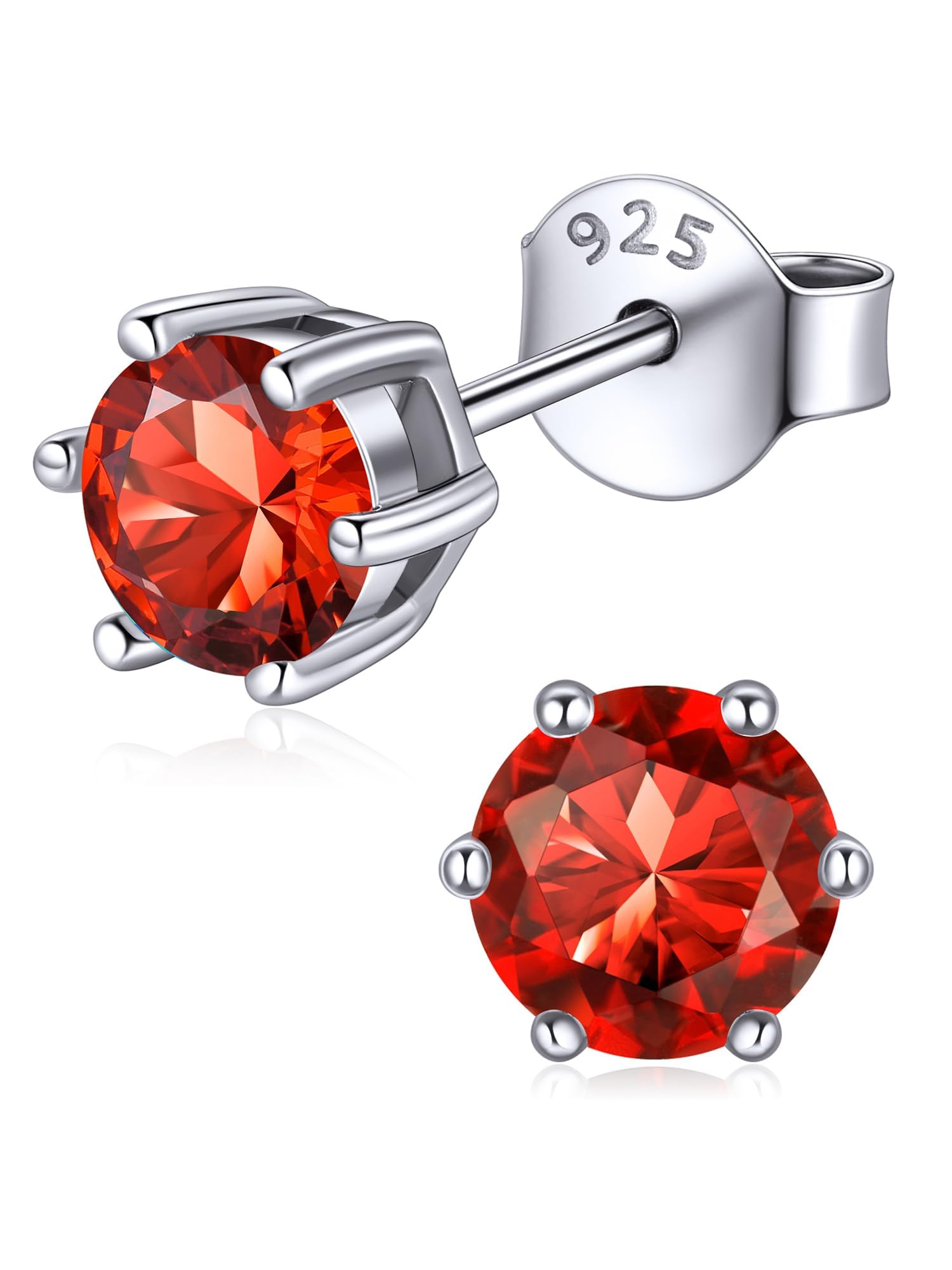 ChicSilver July Birthstone Stud Earrings Sterling Silver Simulated Ruby Earring for Women Hypoallergenic Fashion Jewellery