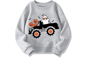 XFSJGNA Kids Halloween Sweatshirt Boys Girls Pumpkin Ghost Dinosaur Glow in The Dark Graphic Shirt Toddler Long Sleeve Outfit Tops