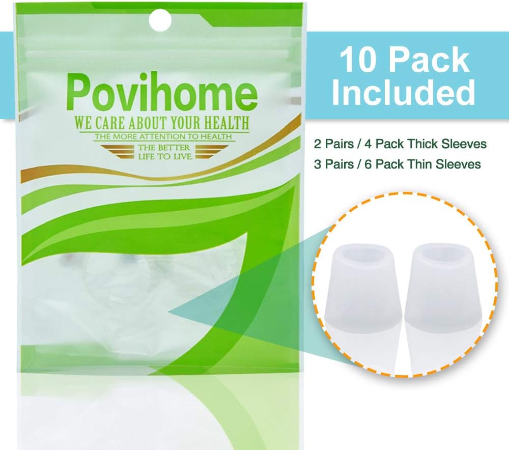 Povihome Gel Toe Protector, Toe Sleeves for Blister, Sore Corns, Prevent Friction from Shoes (3 Pairs Thin + 2 Pairs Thick): Health & Personal Care