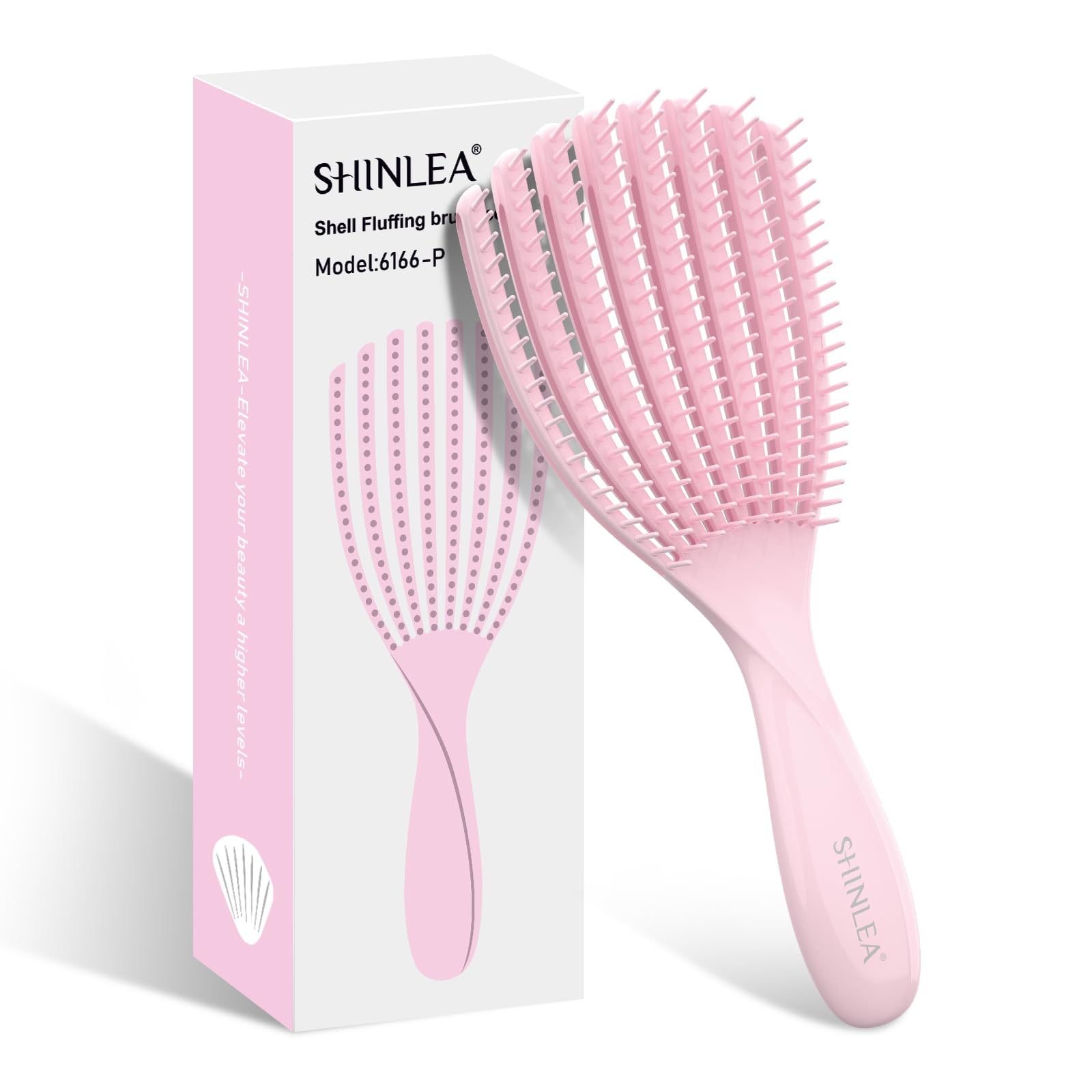 Photo 1 of SHINLEA Detangler Brush for Curly Hair, Hairbrush for Wet Dry Thick Thin, Easily Comb Through Curl Hair and Reduces Breakage, Curly Brush for Women Men Kid (Pink)
