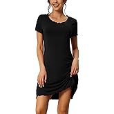 cheibear Womens Sleepshirt Short Sleeves Christmas Pajama Dress Ruffle Nightshirt Lounge Nightgowns