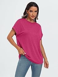 AUTOMET Womens Summer Tops Oversized Short Sleeve