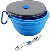 Mr. Peanut's Collapsible Silicone Camping Bowl with Lid & Foldable Fork