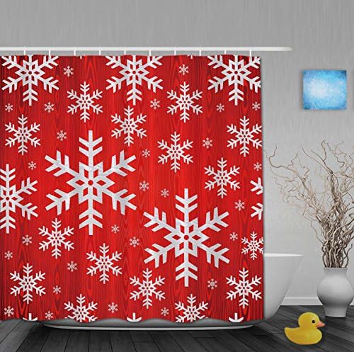 Christma Decor Gift Winter Snow Designer Bathroom Shower Curtains Mildew Waterproof Polyester Fabric Red White 72"x72"Inch