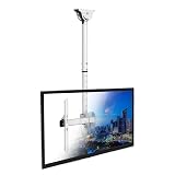 Mount-It! Full Motion Ceiling TV Mount Bracket, Adjustable Height 360 Deg Swivel Tilt Mount for Home and Commercial Use, Fits up to 75 Inch TVs, 110 Pound Capacity, White