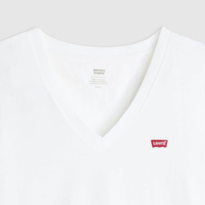 Lot de 2 t-Shirts à col V pour Femme, Lot de 2 t-Shirts à col en V, Blanc, M