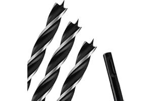 WOBLLMX 3PCS 3/8" x 6" Auger Drill Bit with SDS Plus Shank for Wood,Tri Flute Ship Auger Long Drill Bit for Soft and Hard Wood,Tree Stump,Plastic,Drywall and Composite Materials