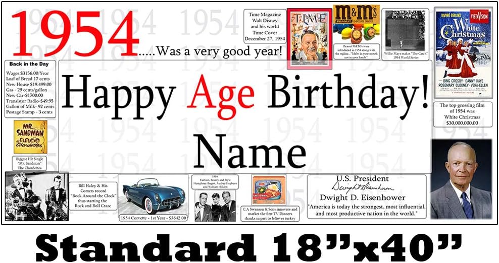 Amazon Com 1954 67th Birthday Banner Each Customized By Partypro Kitchen Dining