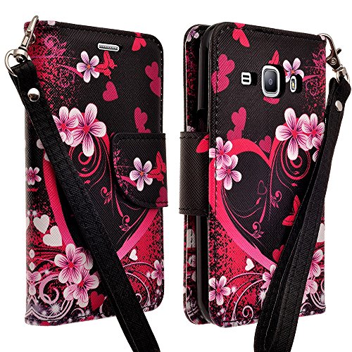 Samsung Galaxy J1 Case (Verizon), Magnectic Leather Folio Flip Book Wallet Pouch Case Cover With Fold Up Kickstand and Detachable Wrist Strap For Samsung Galaxy J1 (Hot Pink Heart Sensation) Samsung Galaxy J1 Case (Verizon), Magnectic Leather Folio Flip Book Wallet Pouch Case Cover With Fold Up Kickstand and Detachable Wrist Strap For Samsung Galaxy J1 (Hot Pink Heart Sensation)