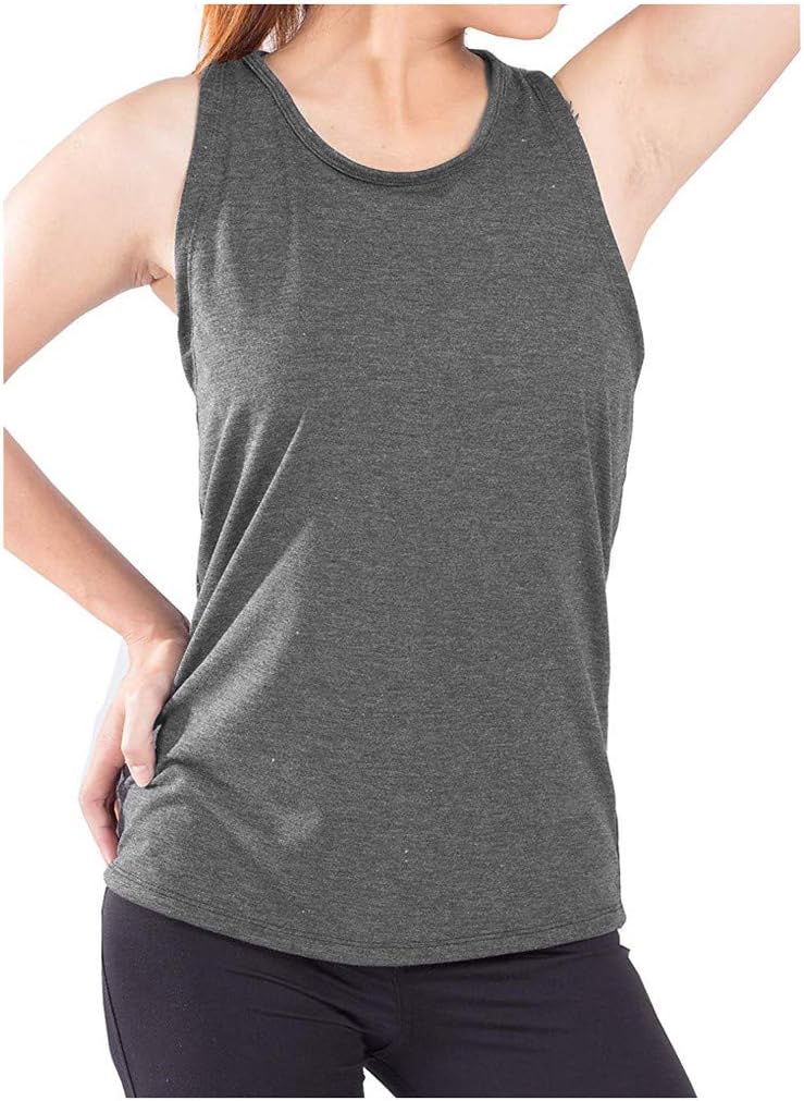 Wtouhe Women's Yoga Vest, 2020 Summer Fashion Cross Back Shirt Sleeveless O Neck Racerback Workout Active Solid Tank Top