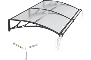 PHUSTJKL Window Awning for Door Entrance,24x48in Polycarbonate Cover Front Door Outdoor Patio Awning Canopy, UV, Rain & Snow Protection for Porch, Patio, Balconies(Transparent) 60x120cm