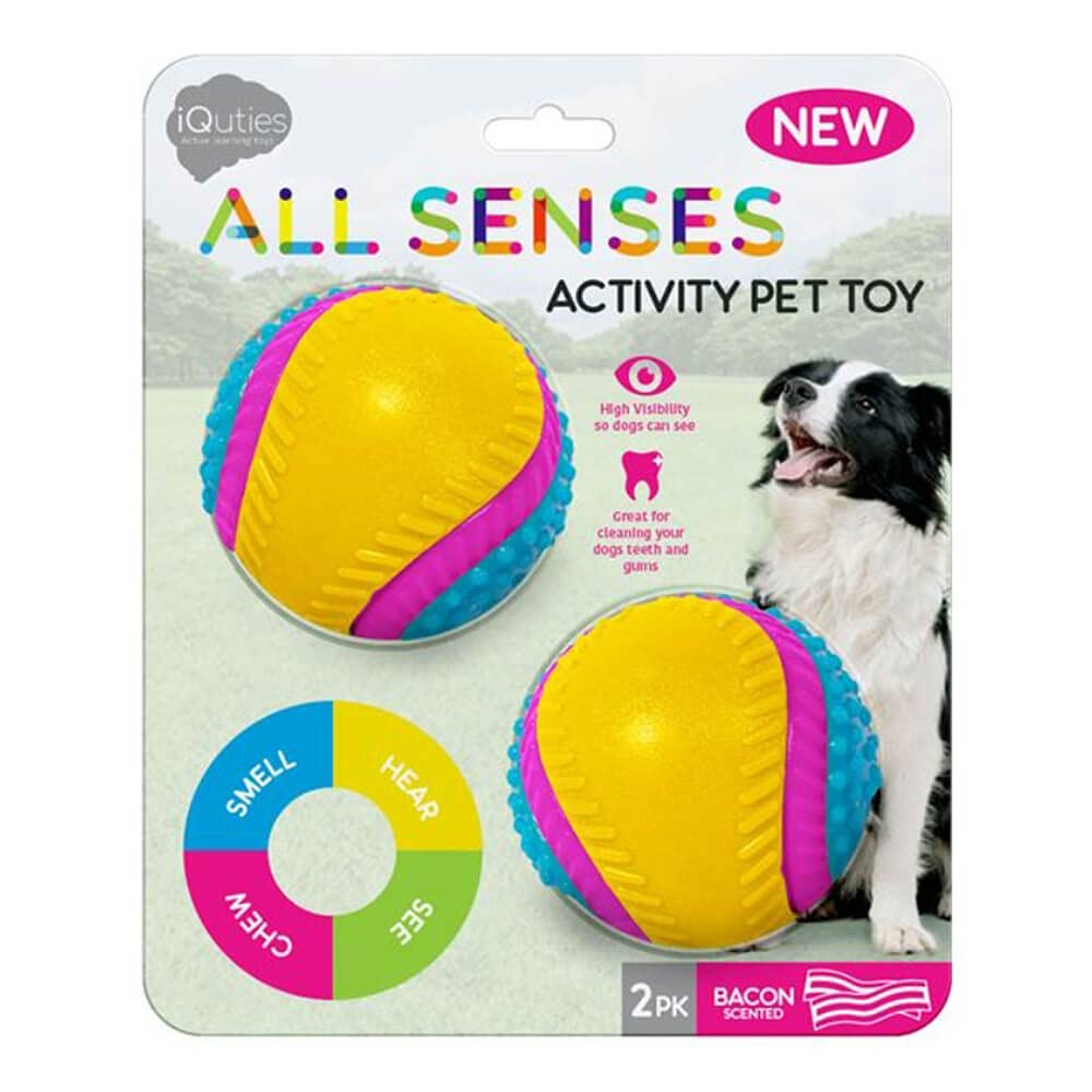 Pet Brands iQuties Bacon Scented All Senses Activity Dog Ball - 2 pack