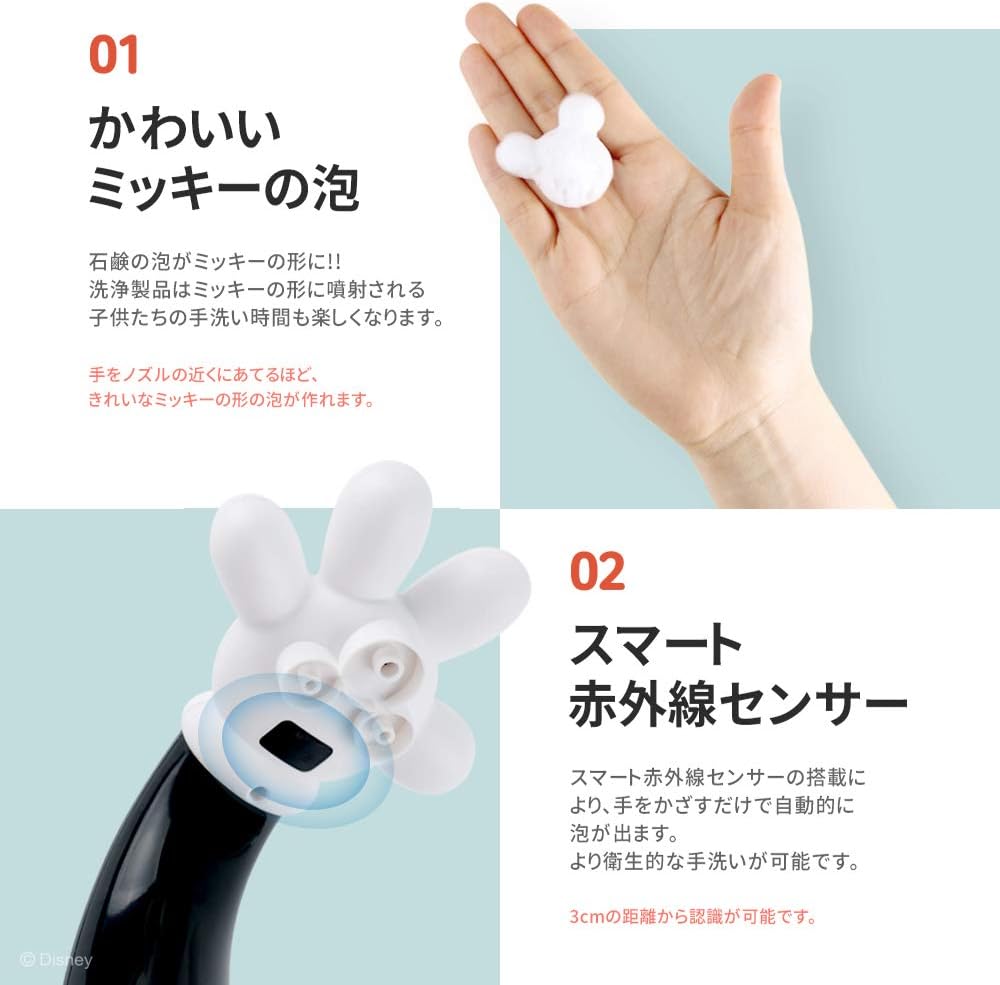 Amazon ディズニー ミッキー ハンドソープ ディスペンサー 自動 泡 オート 電池式 防水 高感度センサー 並行輸入品 ソープ シャンプー用ディスペンサー ホーム キッチン オンライン通販