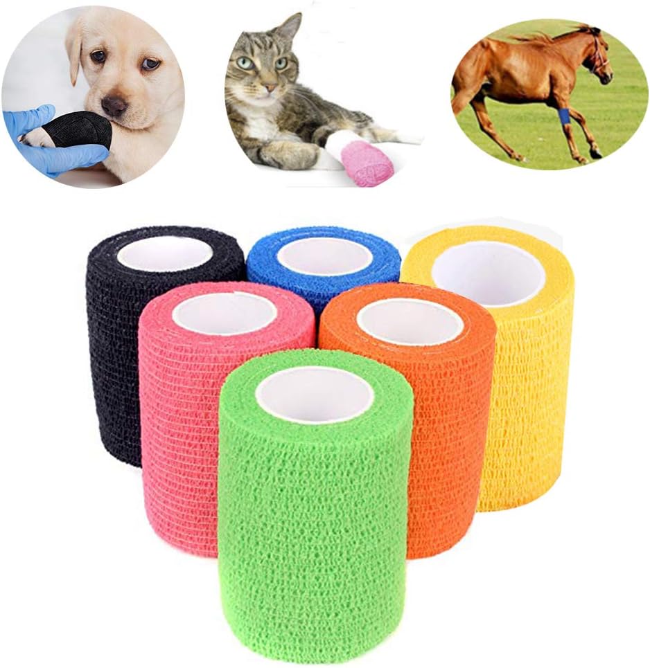 12 Stück Selbstklebender Verband Für Hunde - Elastische Bandage In 12 Farben