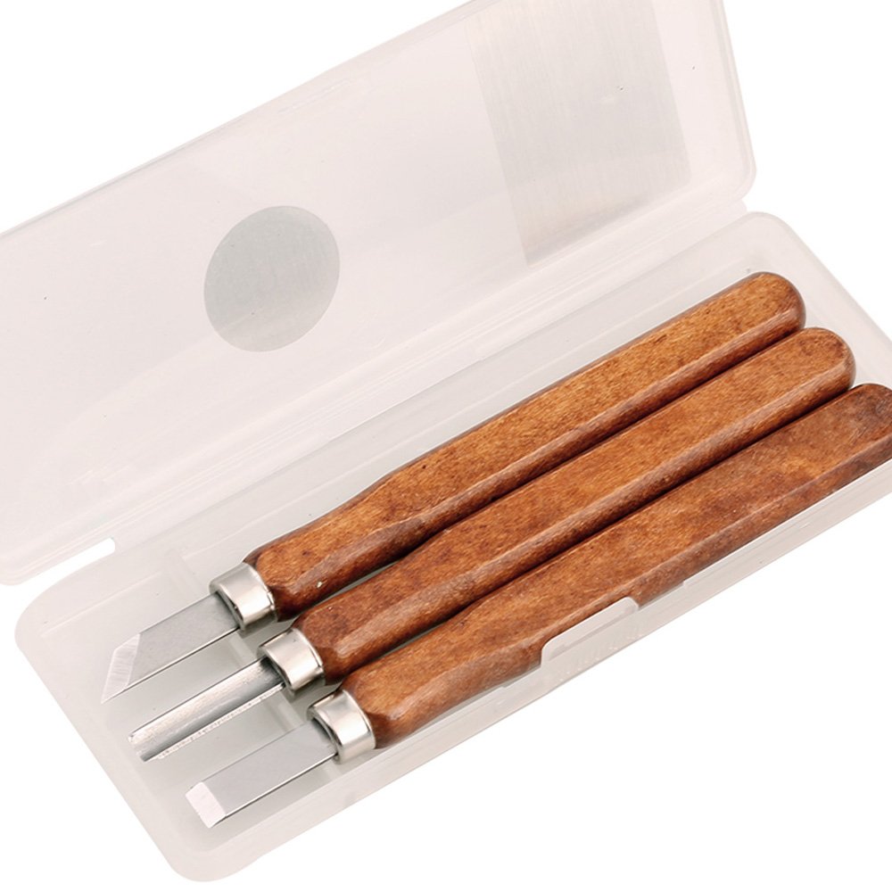 Wood Handle Carving Chisels Tools, for both beginners wood carving kits and professional whittling set, DIY Wood Carving Tools Kit (3PCS)