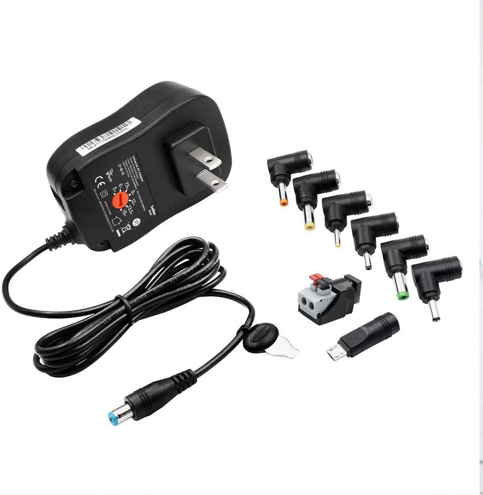 Belker 45W 5V 6V 7.5V 9V 12V 13.5V 15V Universal AC DC Power Supply Adapter for Household Electronics LED Light Strip - 1A 2A 3A 3000mA Amp - Fast USB Charging Port 5V 2A 2.4A: Electronics