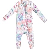 Copper Pearl Zip-Up Footie Baby Pajamas: Ultra-Soft Boys & Girls Pajamas, Premium Knit Fabric in Stylish Prints, Tag-Free with Two-Way Zipper, Newborn to 24 Months, Bloom