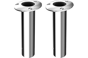 EQUSPUR Fishing Rod Holder 2 Pack, 316 Stainless Steel 15/30/90 Degree Rod Holders for Fishing Boat, Flush Mount with Cap, Heavy Duty
