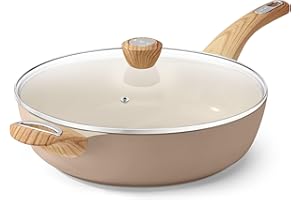 SENSARTE 12 Inch Ceramic Nonstick Frying Pan Skillet with Lid, 5 Qt, Induction Compatible, Healthy Non Toxic, PFOA/PFAS/PTFE 