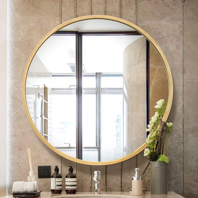 Espejo Redondo Pared Dorado Grande Espejo de Alta definición montado en
