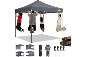 COBIZI 10x10 Pop Up Canopy Tent Heavy Duty with 4 Sidewall, Commercial Outdoor Easy Pop Up Gazebo for Party Wedding All Weather Waterproof UV 50+ with Carry Bag(Leg Upgraded),Gray