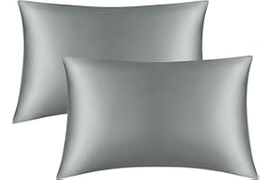 DEKORESYON Satin Pillowcase for Hair and Skin, Set of 2 Dark Grey Silk Pillowcase Queen Satin Pillowcase with Envelope Closure(Dark Grey,20x30 inches)