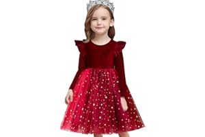 NNJXD Princess Girl Long Sleeve Autumn Winter Dress Tulle Party Dresses