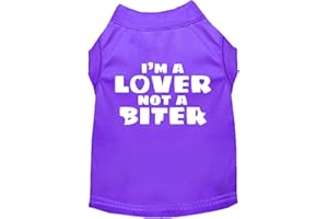 MIRAGE PET PRODUCTS Pet Dog & Cat Shirt Screen Printed, "I'm A Lover, Not A Biter" Purple MD (6-10 lbs.)