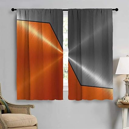 Antufour Orange And Grey Blackout Curtain 3d Style Machinery