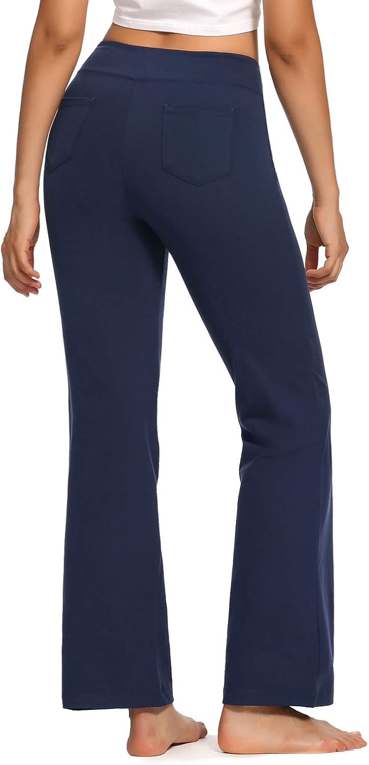 SEVEGO Women's 29"/31"/33"/35" Inseam Tall, Regular, Petite Soft Long Bootcut Yoga Pants with Pockets Lounge Workout: Clothing