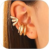 2PCS Chunky Gold Ear Cuffs for Women Non Piercing Cartilage Earrings Huggie Hoop Earrings Stacks Clip On Earrings Trendy Wrap Ear Cuff Jewelry