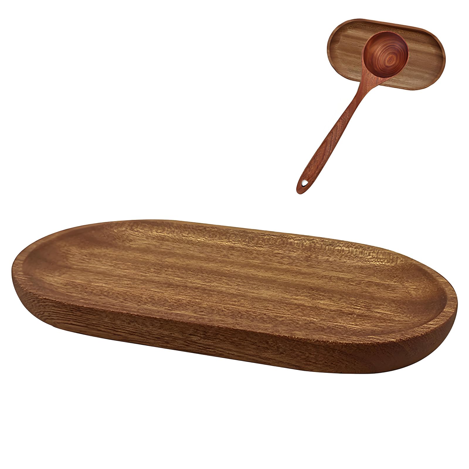 Ladle and Spoon Holder, Natural Retro Wood Spoon Rest Kitchen Spoon Rest for Countertop Cutlery Holder for Spatulas Spoons Tongs and More Cooking Utensil - Dark Brown