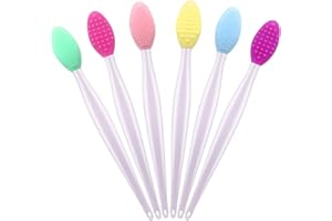 KSK Lip Scrub Tool Silicone Lip Brush Exfoliating Double-Sided Lip Scrubber Tool for a Smoother and Fuller Appearance,Cleaner (6 Colors,6 PCS)